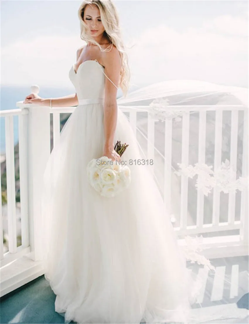 Aliexpress Com Buy Strapless Tulle Cinderella Wedding Gown Beach