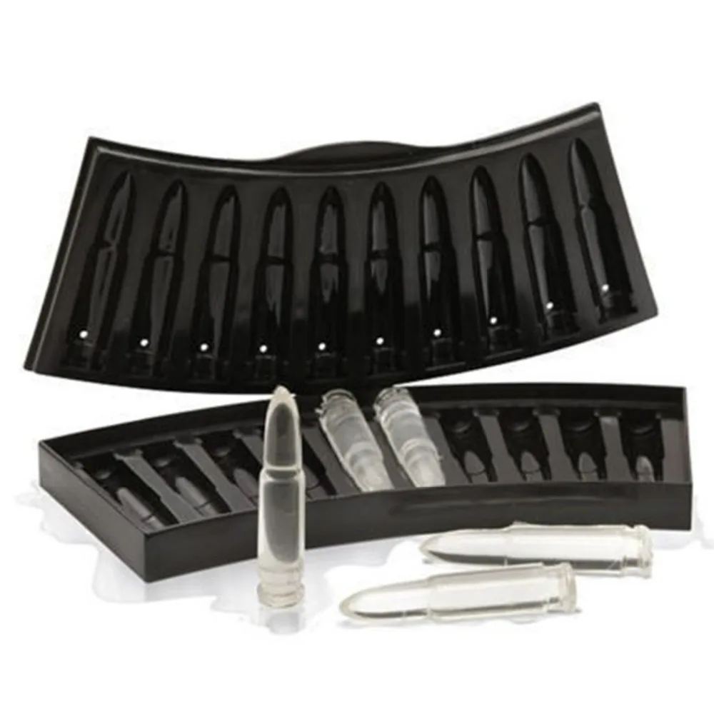 Fun 3D Bullet Shaped Ice Cubes Trays Frozen Bullets AK 47 Gun Ice Cube
