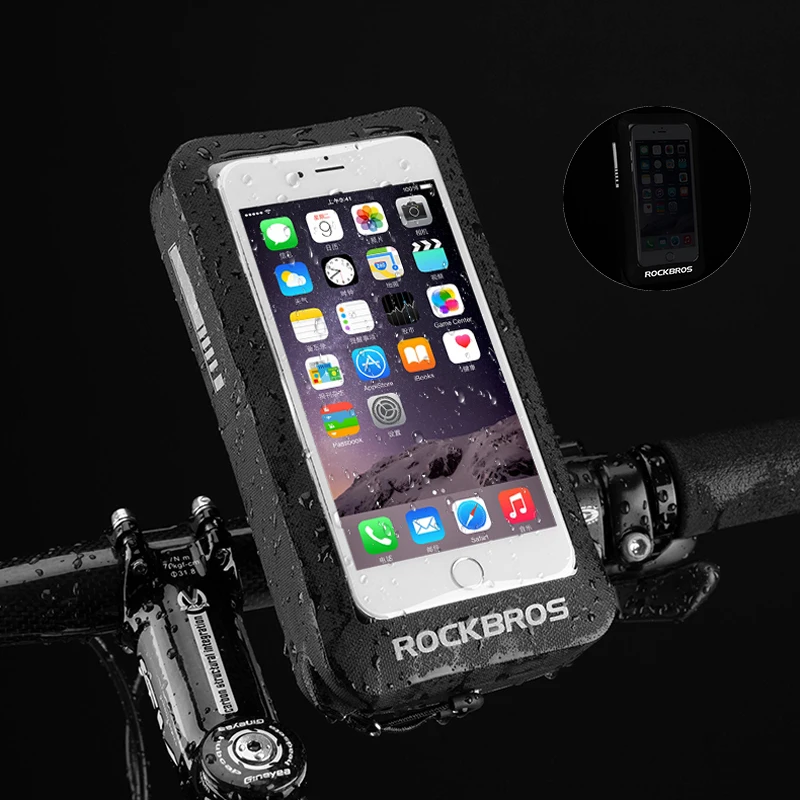 

ROCKBROS MTB Road Bike Bag 6" Waterproof Reflective Motorcycle Bicycle Touchscreen Rearview Mirror Handlebar Rotatable Bike Bags