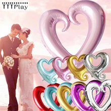 5 unids/lote 18 pulgadas en forma de corazón de papel de aluminio globo inflable de helio de Día de San Valentín decoración para fiesta de boda Ballon suministros