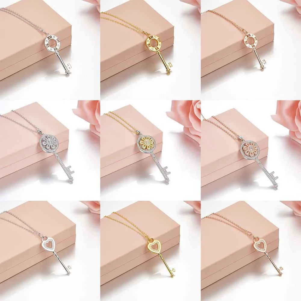 

Tiff 100% 925 Sterling Silver Hollow Love Pendant Fashion Trends Necklaces Lock Pendant Girls Jewelry Gifts