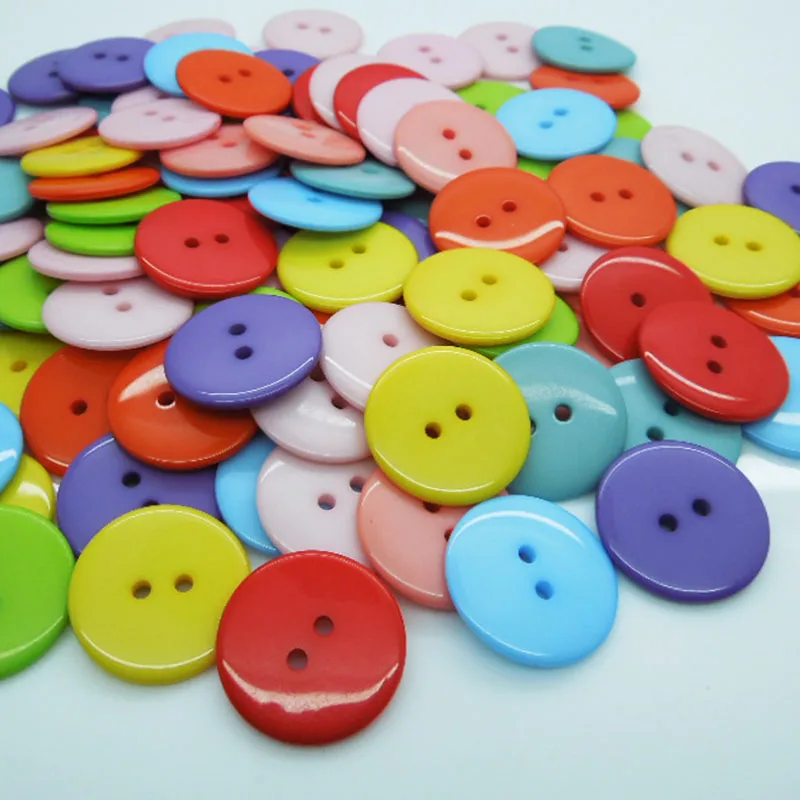 

100 Pcs Random Mixed Round 2 Holes Resin Sewing Buttons 23mm Dia. Knopf Bouton