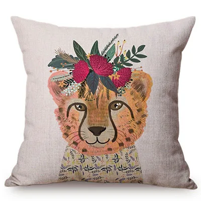 Cute Watercolor Painting Cat Flamingo Dog Kid's Nursery Art Room Decorative Throw Pillow Case Cotton Linen Animal Cushion Cover M090-16