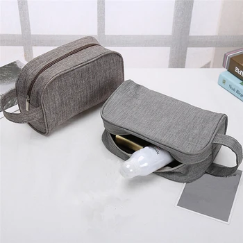 

Double-layer Large Capacity Make Up Bag Women Travel Storage Bag Organizer For Cosmetics Solid Color Portable Washing Makeup Bag