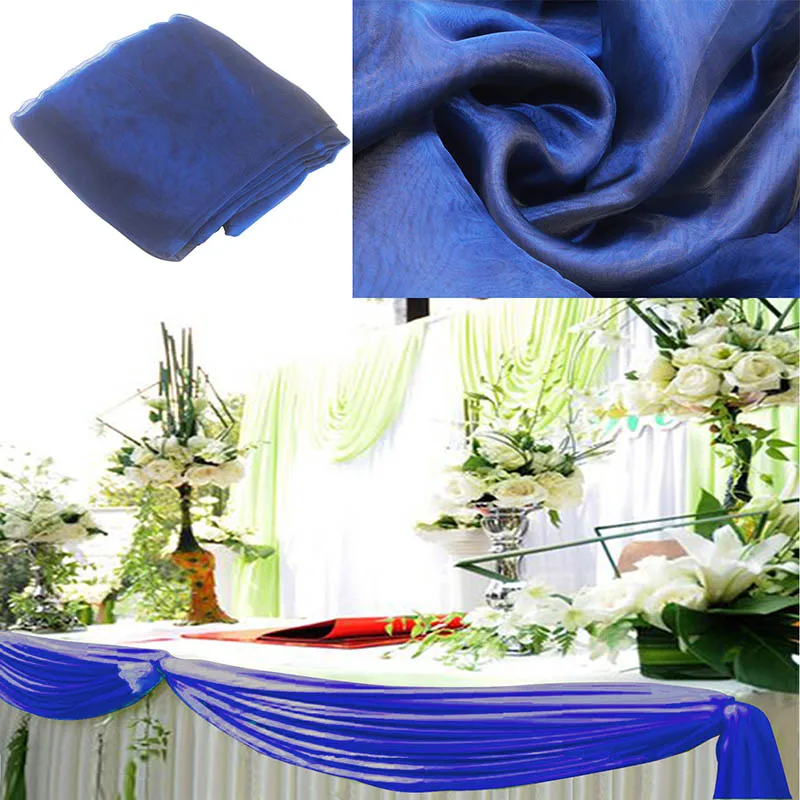 Темно-зеленый 500 см* 135 см органза свадебное украшение из ткани столешница занавеска лента на стул для вечеринки бант настольная дорожка Swag - Цвет: Navy Blue