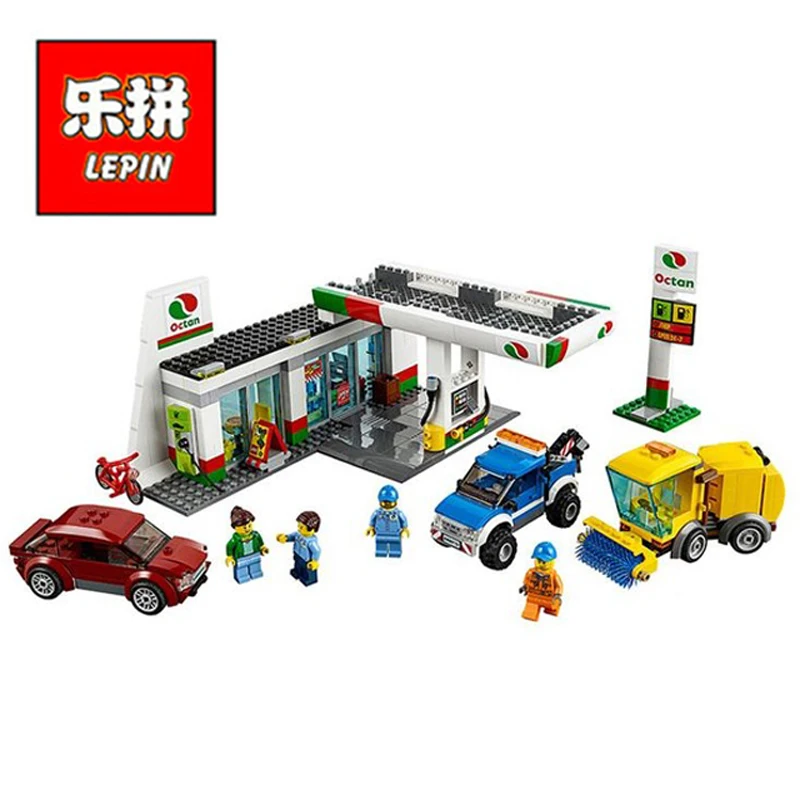

In Stock Lepin Sets 02047 540Pcs City Figures Service Station Model Building Kits Blocks Bricks Educational Kids Toys Gift 60132