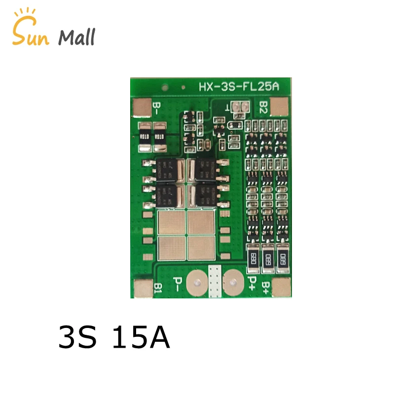 

Banlance version 3S 11.1V 12V 18650 Lithium battery protection Board 12.6V 15A BMS Lithium battery charing Board with protection