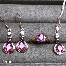 KJJEAXCMY изысканные ювелирные изделия 925 чистого серебра инкрустация натуральный порошок toppel ювелирные изделия Кулон Серьги 3 комплекта