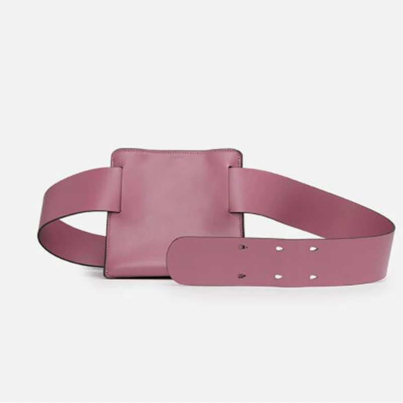 Women Waist Bag Pu Leather Box-shaped Belt Bag Adjustable Leather-wrapped Eyelet Ornament Fanny Pack Waist Belly Bag heuptas 