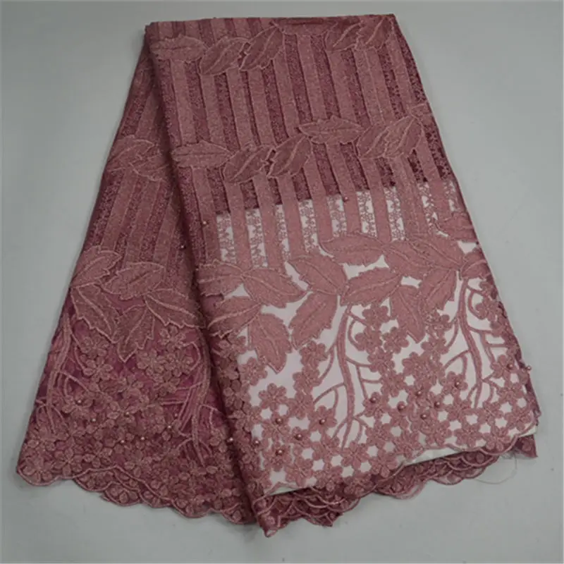 

Latest Net French Lace Material High Quality French Net African Lace Fabric With Beads Nigerian Wedding African Lace 30