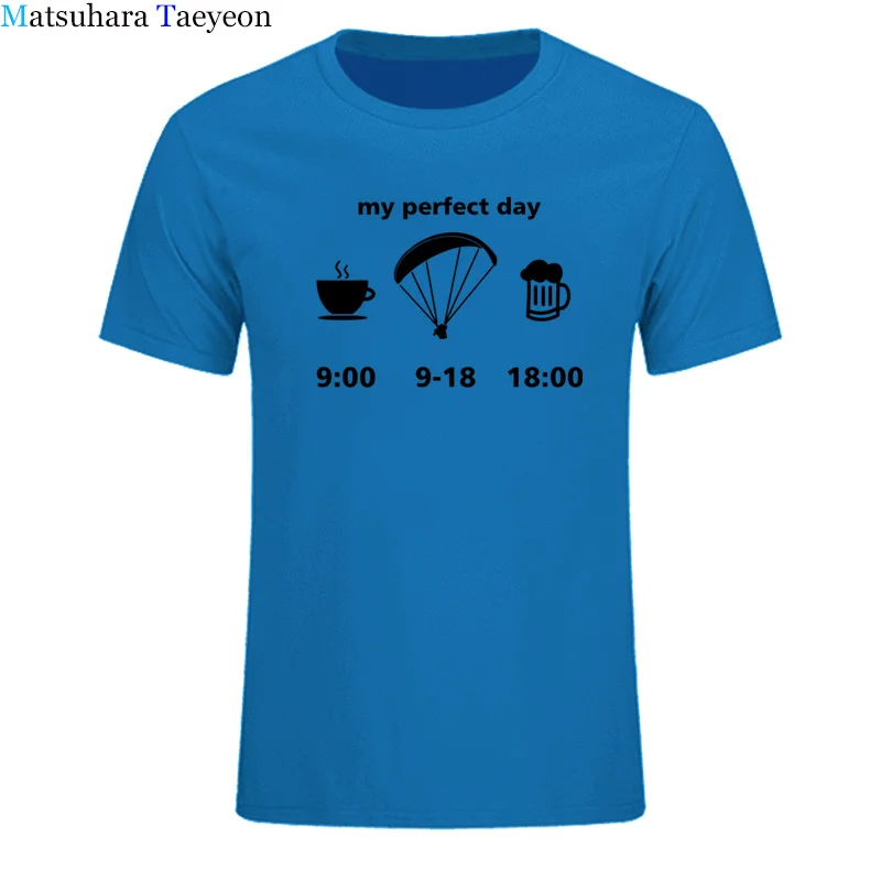 Мужская футболка хорошего качества, хлопок, летняя футболка с принтом my perfect paragliding day, Мужская футболка с короткими рукавами, топы, футболка TO09 - Цвет: 21