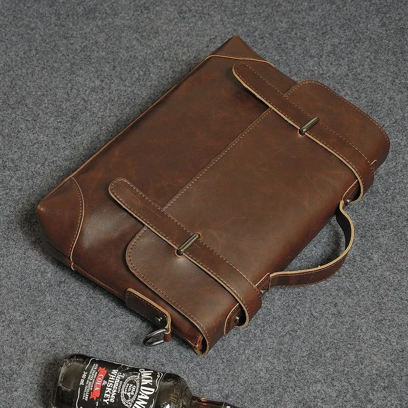 Повседневный мужской портфель, искусственная кожа Crazy Horse, мужская сумка-мессенджер, сумка для ноутбука, деловой портфель, мужская сумка через плечо, дорожная сумка