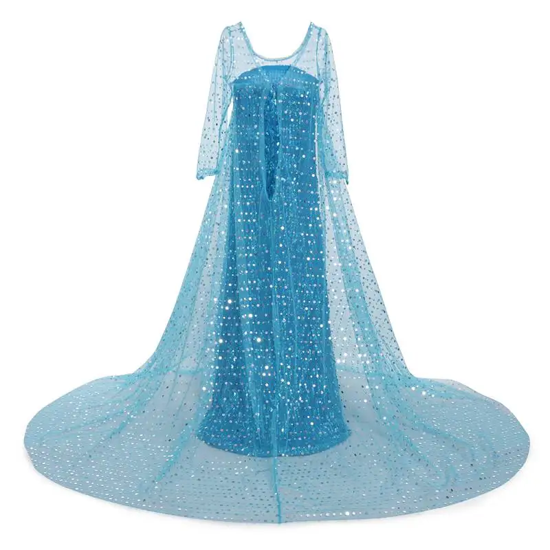 MUABABY платья Золушки для девочек; Детский костюм принцессы Эльзы с длинными рукавами и синими блестками; Вечерние платья на Хэллоуин для девочек