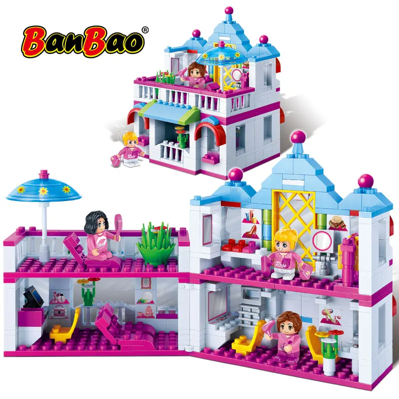 BanBao развивающие строительные блоки салон красоты кирпичные модели игрушек