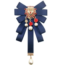 Модные женские американский суд Ретро галстук бабочка барокко Жемчуг тканевая брошь колледж украшения на шею