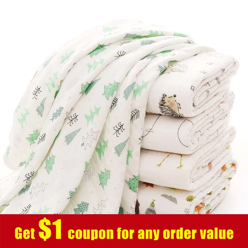 

[simfamily] 1Pc100%Cotton Flamingo Fruits Print Muslin Baby Blankets Bedding Infant Swaddle Towel For Newborns Swaddle Blanket