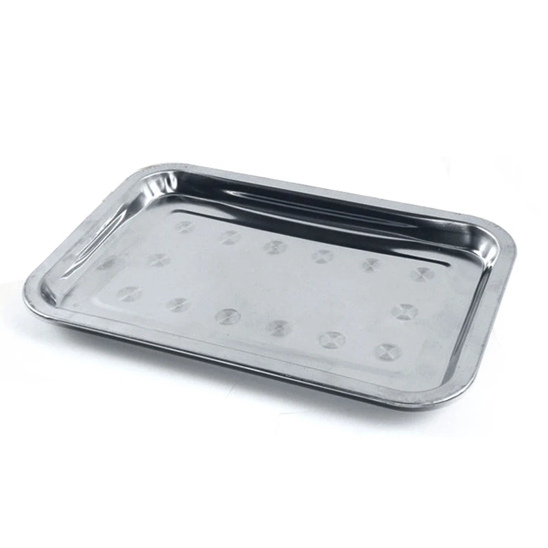 1 unidades rectángulo de barbacoa de acero inoxidable de bandeja al aire libre Camping Picnic placa bandeja de comida, accesorios de barbacoa 27x20x2 CM/32x22x2 cm