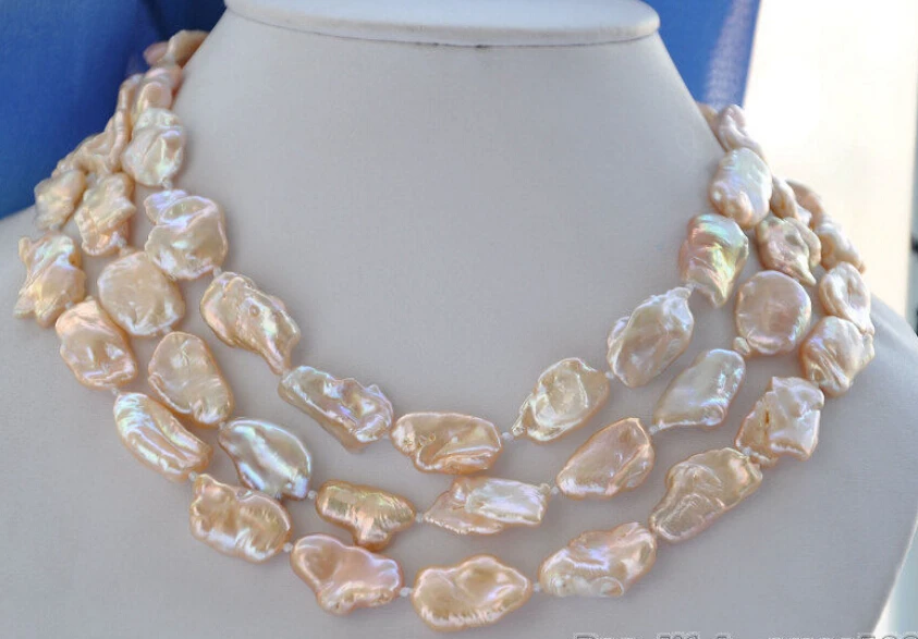 

Jewelr 004679 lustre 50" 20mm pink BAROQUE KESHI REBORN PEARL NECKLACE