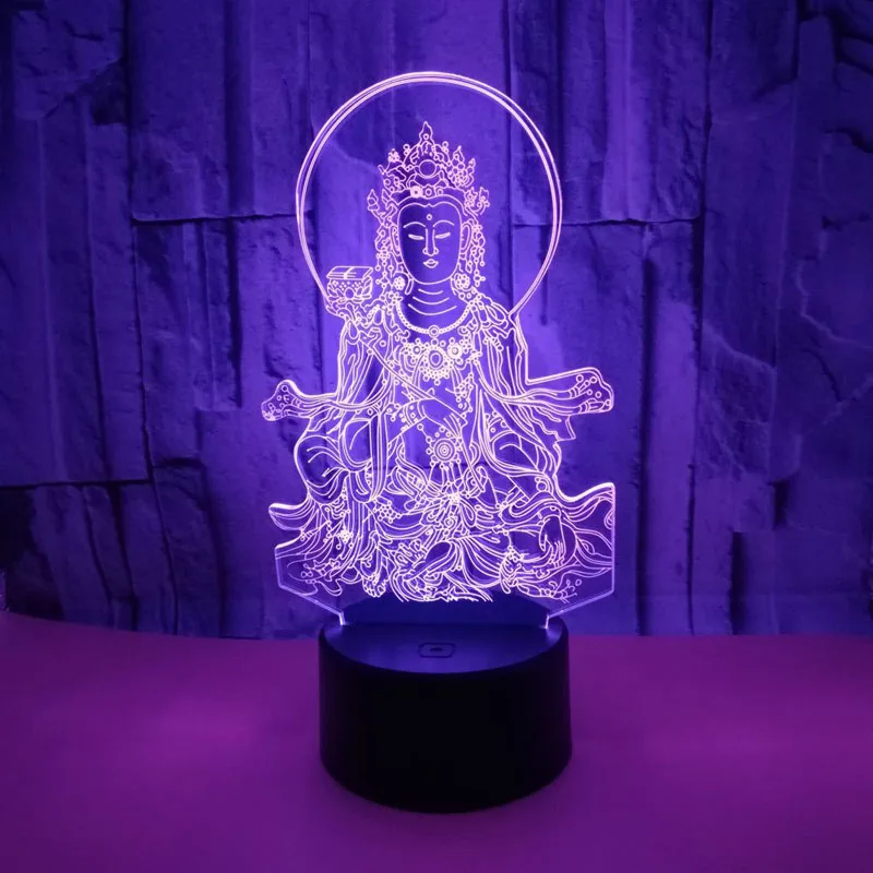 

YIMIA Bodhisattva Practitioner Model 3D Night Light USB Novelty Gifts 7 Colors Changing LED Desk Table Touch Base Lamp Kids Gift