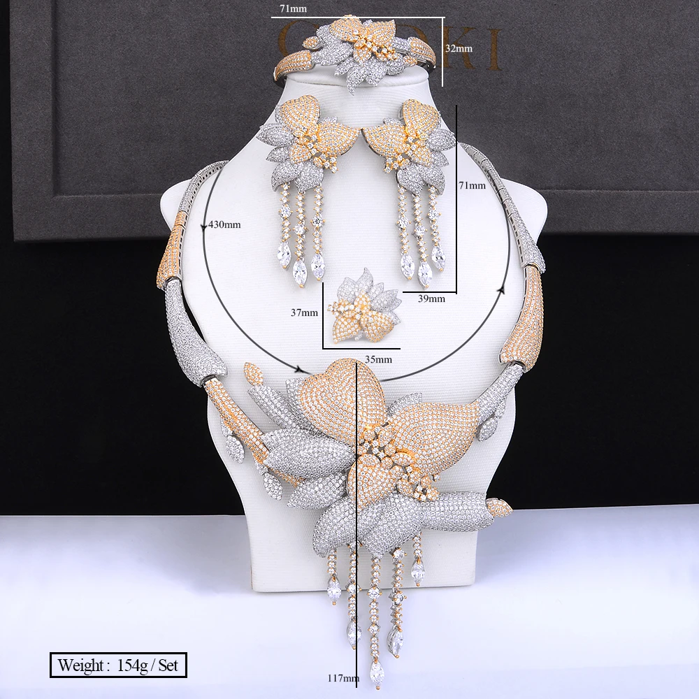 GODKI Newest Luxury Tassels African Necklace Earring Set Jewelry Sets For Women Wedding Zircon CZ Dubai Bridal jewelry Sets 2018