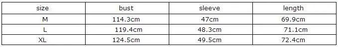 size chart about T-03