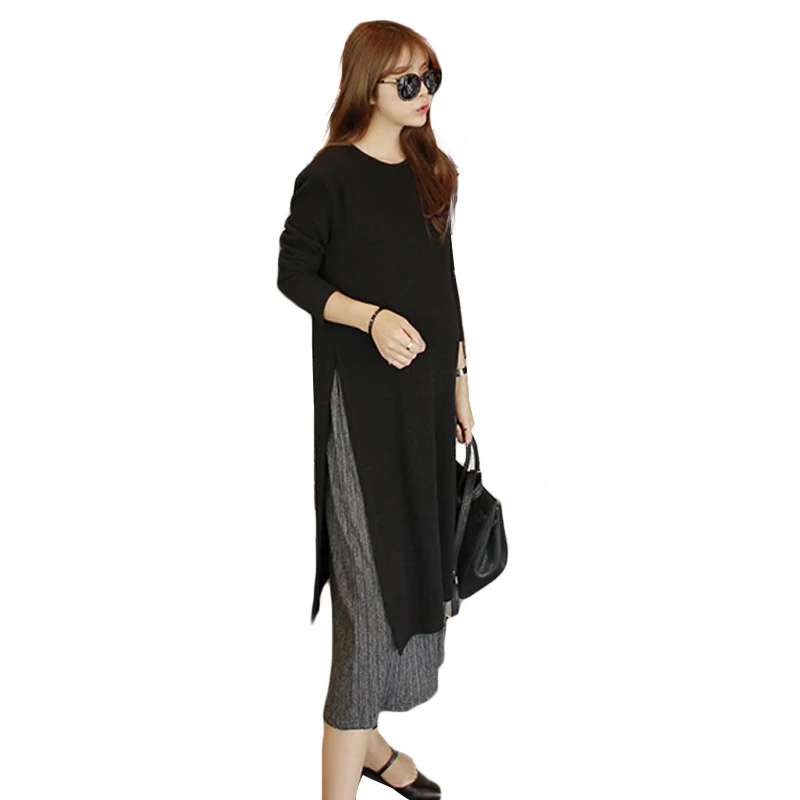 

Fashion Maternity Nursing Dress For photo Street shoot Black Elastic Tread Cotton Max Breastfeeding Dresses For Pregnant Women
