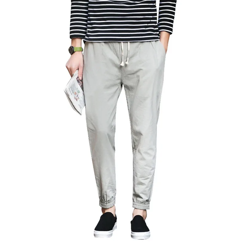 

Litthing 2019 Men Summer Casual Harem Linen Pants Harajuku Jogger Pants Men Fitness Trousers Male Chinese Style Clothe Plus size