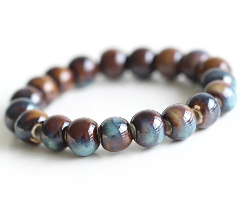 Women Lucky round bead Strand Bracelets Round Shape Handmade Ceramic Bangles Boho Style Beaded Bracelet Girls Birthday Gift (7)