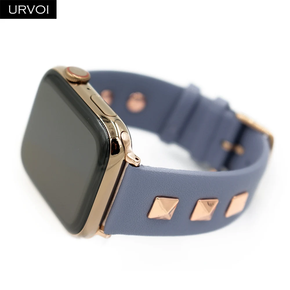 URVOI кожаный ремешок с шипами для apple watch series 5 4 3 2 1 Swift rockstud ремешок для iWatch наручные в стиле панк ручной работы дизайн