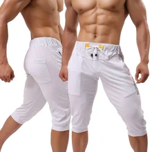 Модные мужские хлопковые шорты, повседневные брюки, бермуды, пляжные мужские штаны, эластичные Капри, Короткие уличные мешковатые шорты в стиле хип-хоп