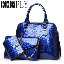 KMFFLY Marca Bolsos de Hombro Bolsos de Las Mujeres de Grabación En Relieve de Estilo Chino 3 Unids/set Compuesto Bolsos de Las Mujeres Famosos Bolsos de Cuero de Las Señoras