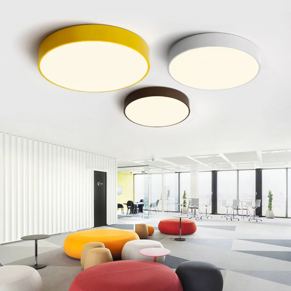 LED Ceiling Light Modern Round 5cm Super Thin lamp Living Room Bedroom Kitchen Surface Mount Flush Panel Remote Control Macaroon