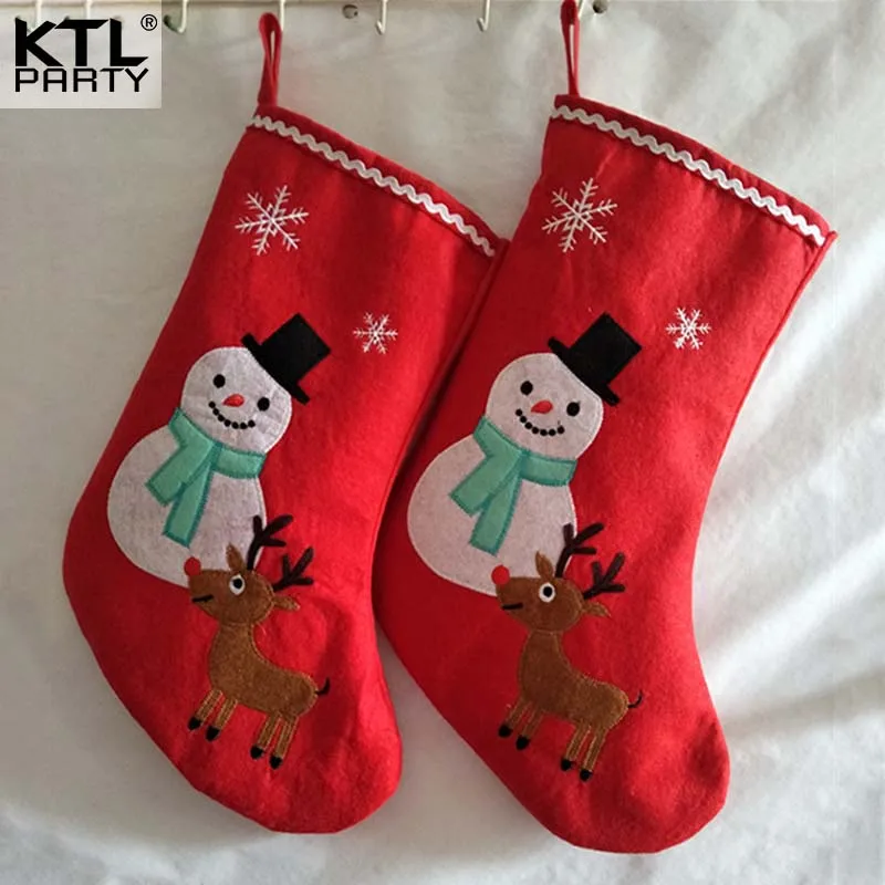 

KTLPARTY 41cm*19cm felt bear and snowman christmas stocking children gift bag