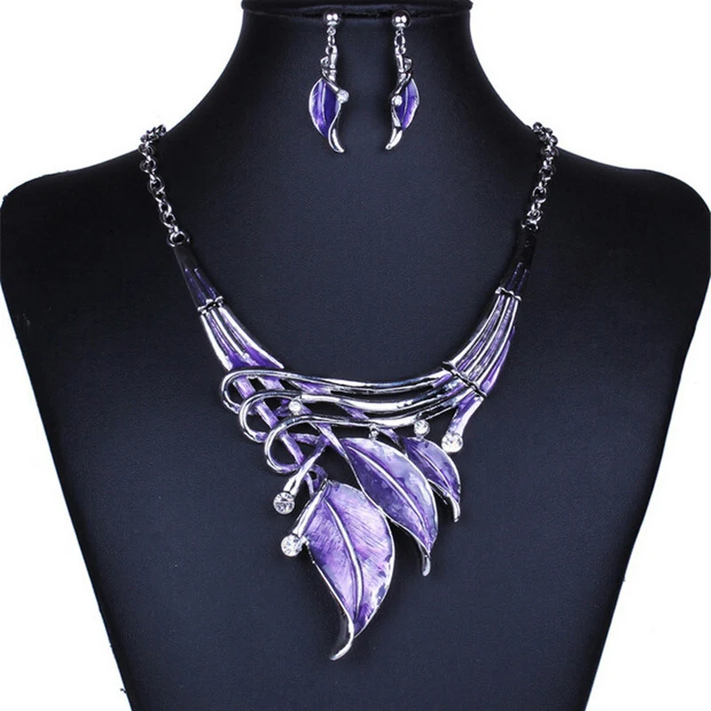 

Charmsmic Women Statement Jewelry Sets Personality Tree Leaves Necklace Earrings Sets For Women Female Exaggerated Jewelry