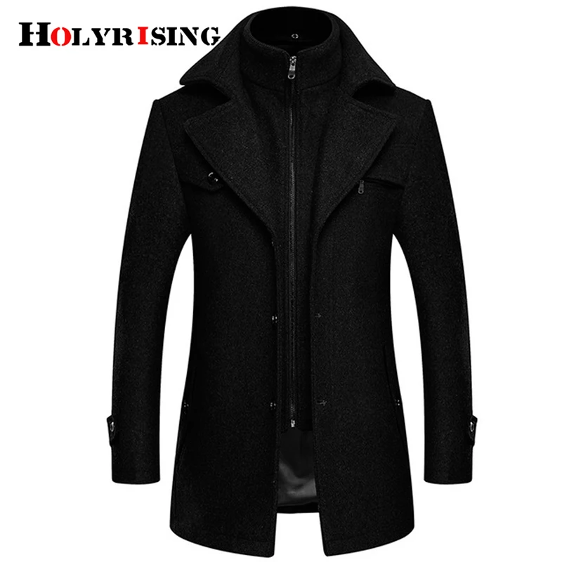 Holyrising, Мужское пальто Abrigo Hombre, шерстяное пальто с отложным воротником, на молнии, мягкое пальто, теплое мужское пальто, M-4XL, 18924-5