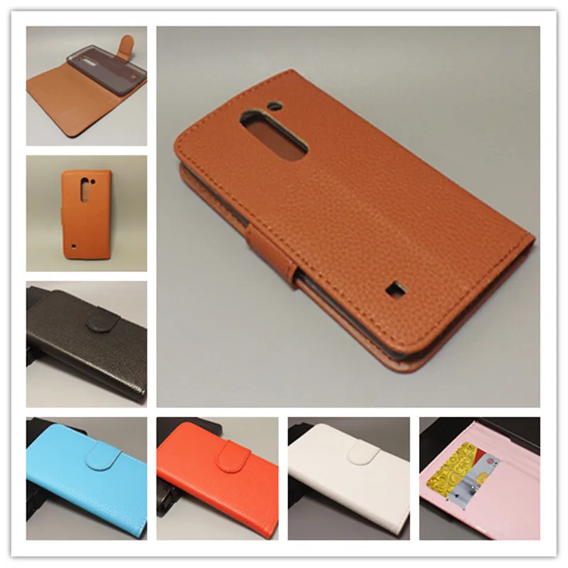 for LG Spirit 4G LTE H440N/3G H422 C70Lichi Texture Leather Case Pouch Flip case with 2 Card Holder and pouch slot | Мобильные