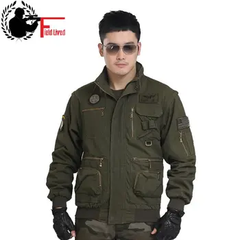 

Tactical Jacket 2019 Hooded Detachable Sleeve Vest Military Style Multi Pockets Men Coat Army Outerwear Male Plus Size 4XL Green