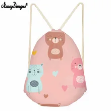 Noisydesigns Casual Drawstring Bag For Teenager Girl Cartoon 3D Cat Printed String Beach Women Travel Storage Package Backpack
