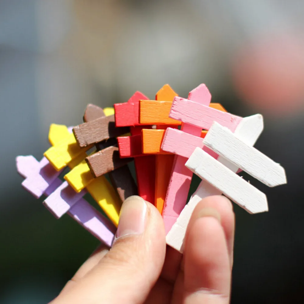 10PCS DIY Artificial Miniature Fingerpost Wood Crafts Colorful Street