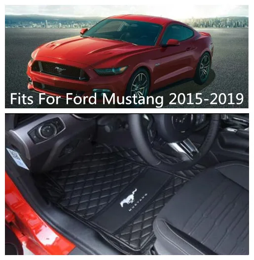 

High Qualit Car Leather Floor Mats Fits For Ford Mustang 2015 2016 2017 2018 2019 Free shipping