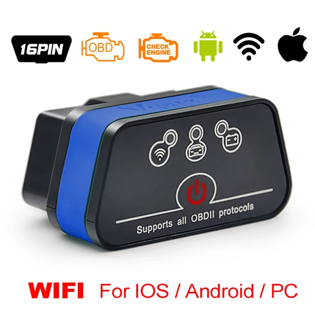 Vgate iCar2 ELM327 obd 2 Bluetooth сканер elm 327 V2.1 obd2 icar 2 wifi автоматический диагностический инструмент для android/PC/IOS считыватель кодов - Цвет: Blue Black WIFI