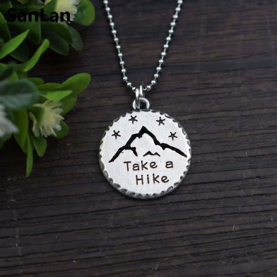 Buy vintage pendant Take a Hike Necklace star Mountain