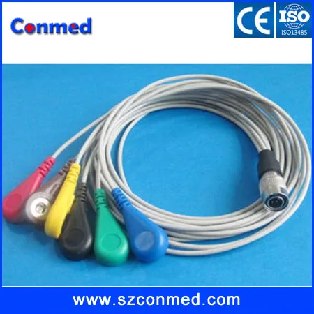 

Compatibe New Accessories Shanghai PI Din style Holter cable and leadwires,IEC/4 lead snap leadwireswith CE approved