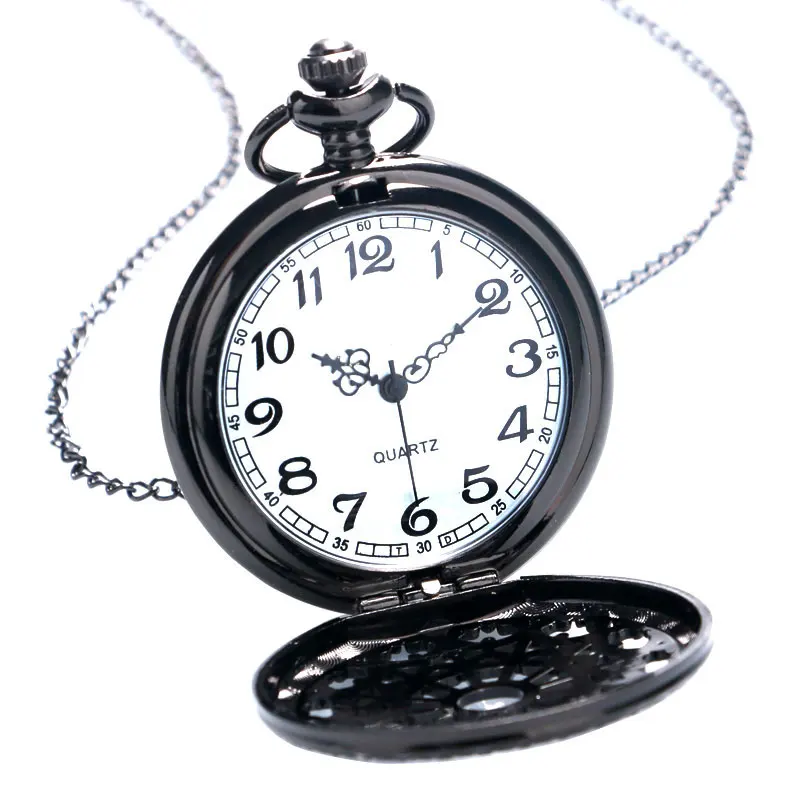 Vintage Black Spider Web Pocket Watch with Chain Necklace Pendant Steampunk Hour Antique Style Gift P242