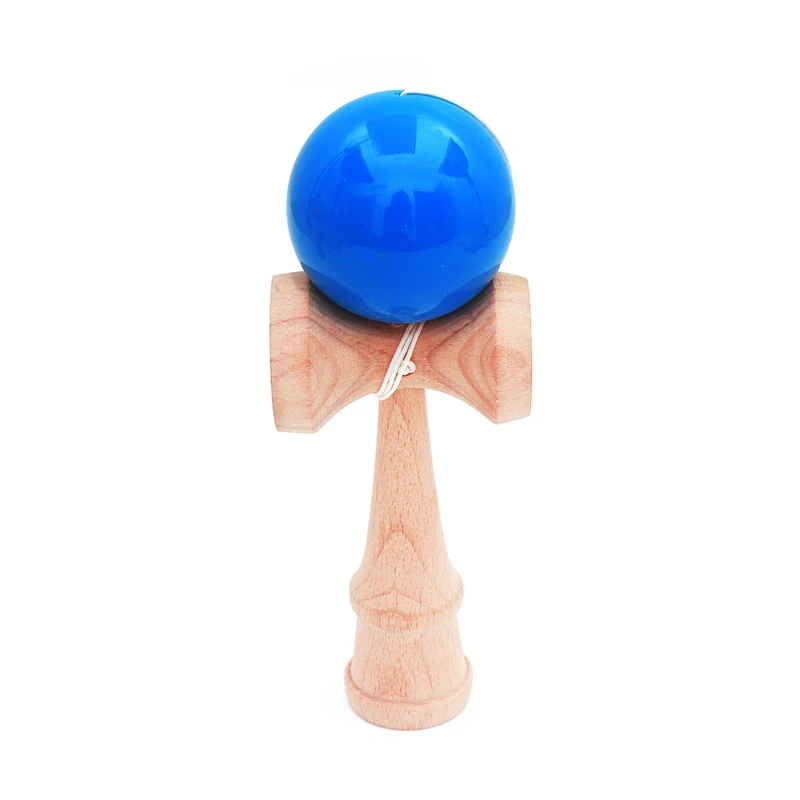 18,5 см деревянный шар Kendama игрушки спортивная игрушка для игр на открытом воздухе мяч PU краски струны профессиональные Взрослые спортивные игрушки - Цвет: Синий