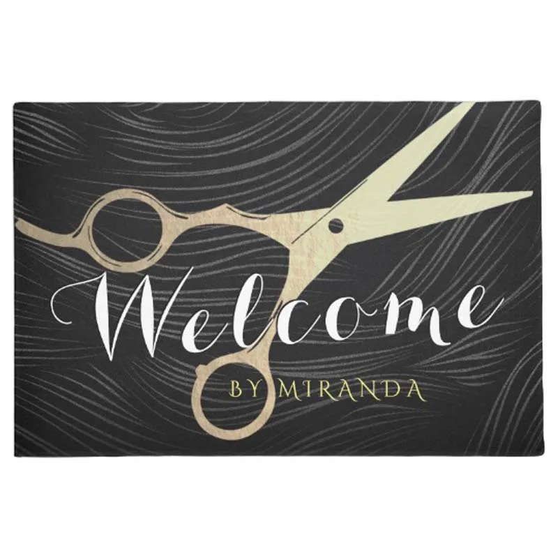 Door Mat Rug Mat Indoor Outdoor Welcome Doormat Black Gold Rubber