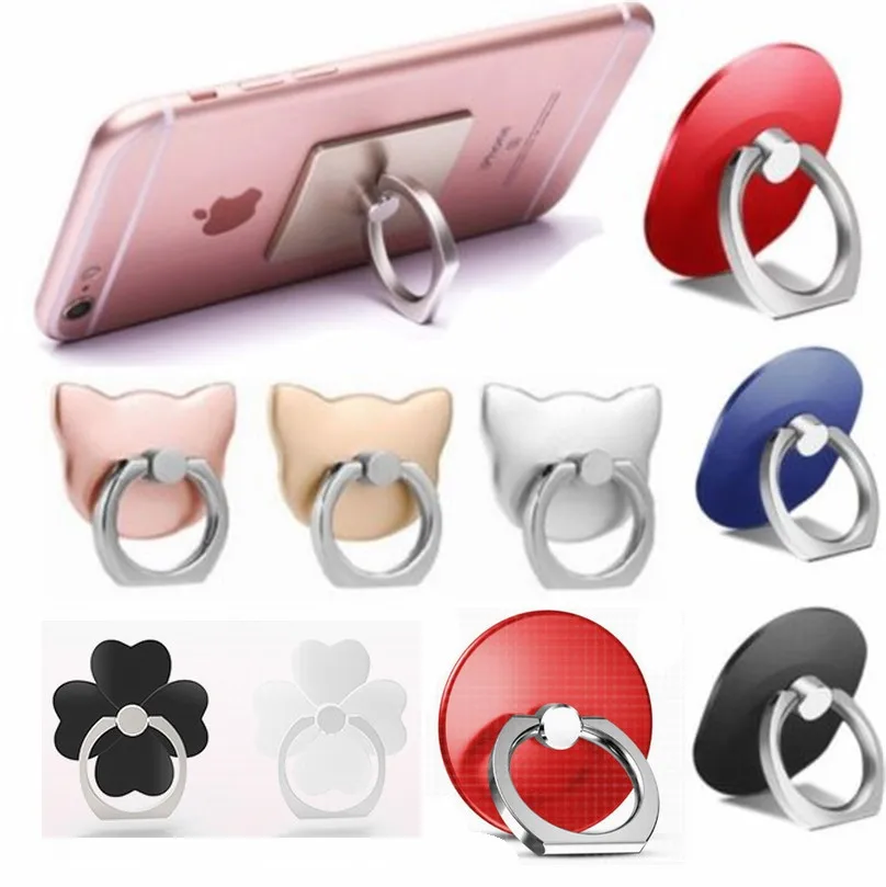 

500pcs Luxury 360 Degree Metal fold Finger Ring Holder Mobile Phone cat head face Holder Finger Stand Holder For iPhone samsung