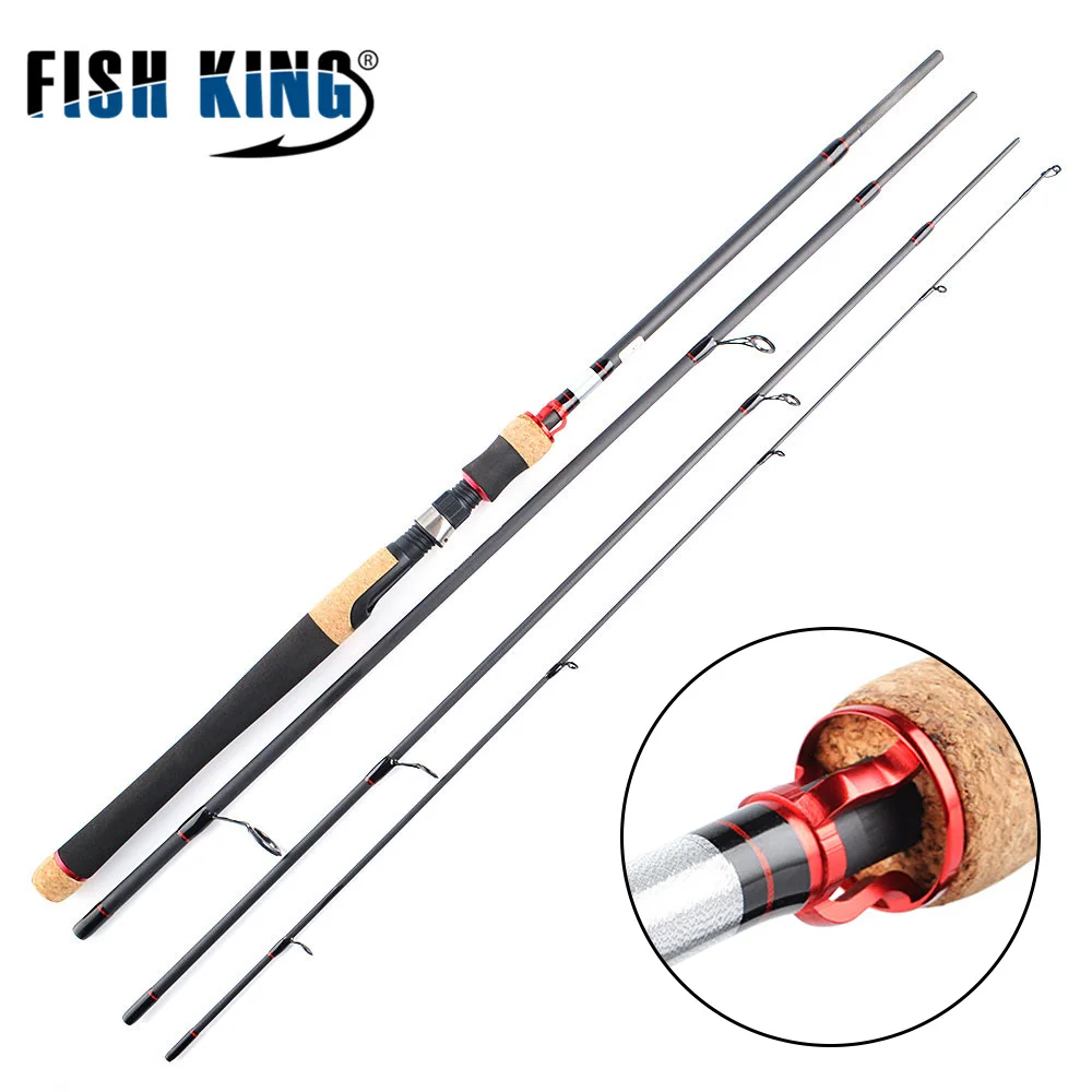 

FISH KING 99% Carbon MH 2.1M to 2.7M 4 Section Soft Lure Fishing Rod Lure Weight 5-20g Spinning Fishing Rod For Lure Fishing