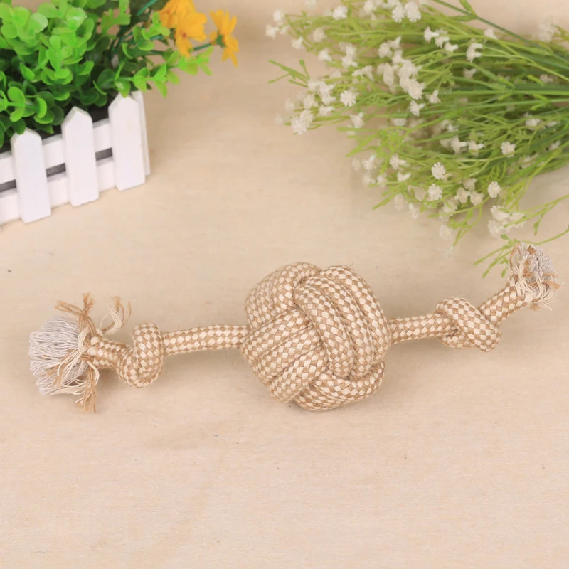 Dog Hemp rope toys pet hemp rope ball Toy Puppy Chew Knot Durable