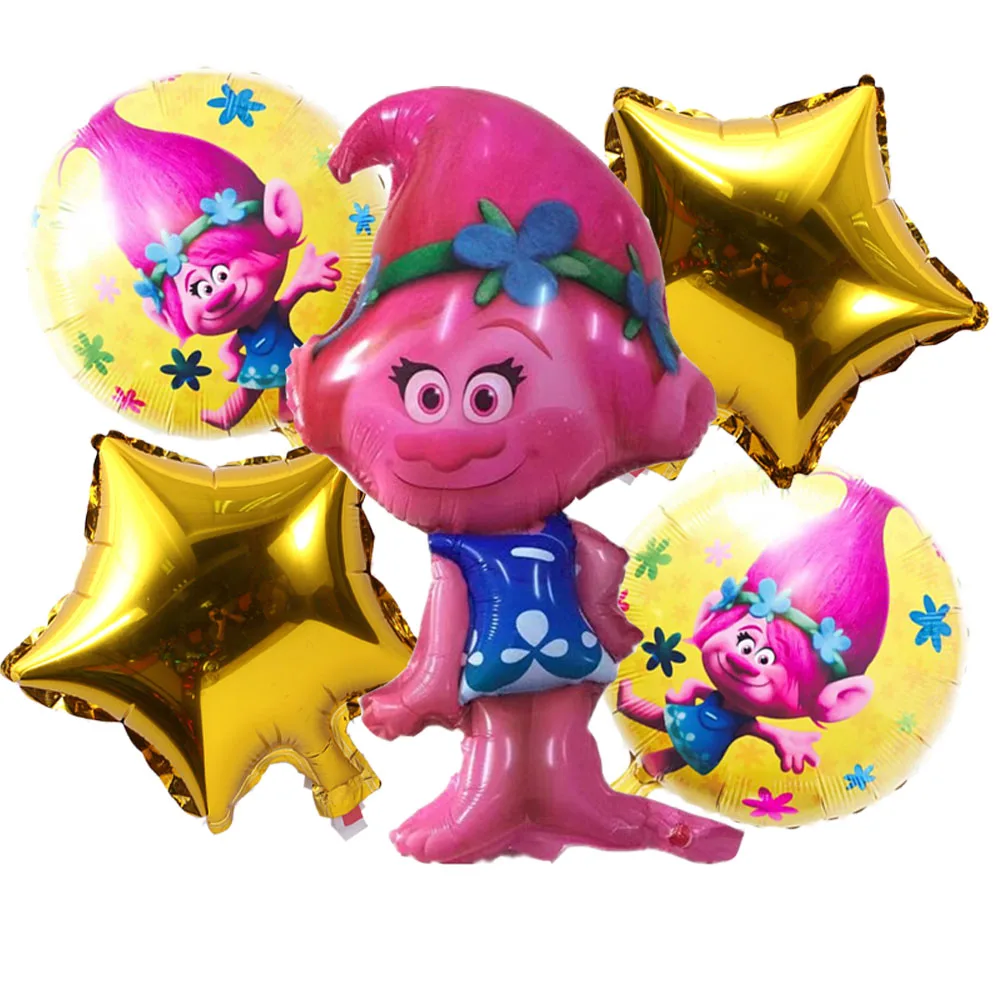 Globos Trolls caliente 5 unids/lote globo de papel de helio suministros de boda Baby Shower decoración Globos metálicos fiesta de cumpleaños